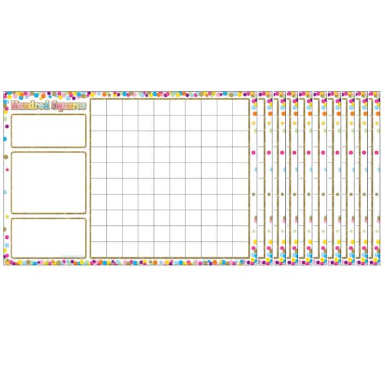 Ashley Productions Smart Poly&#x2122; Confetti Hundred Squares Charts, 10ct.